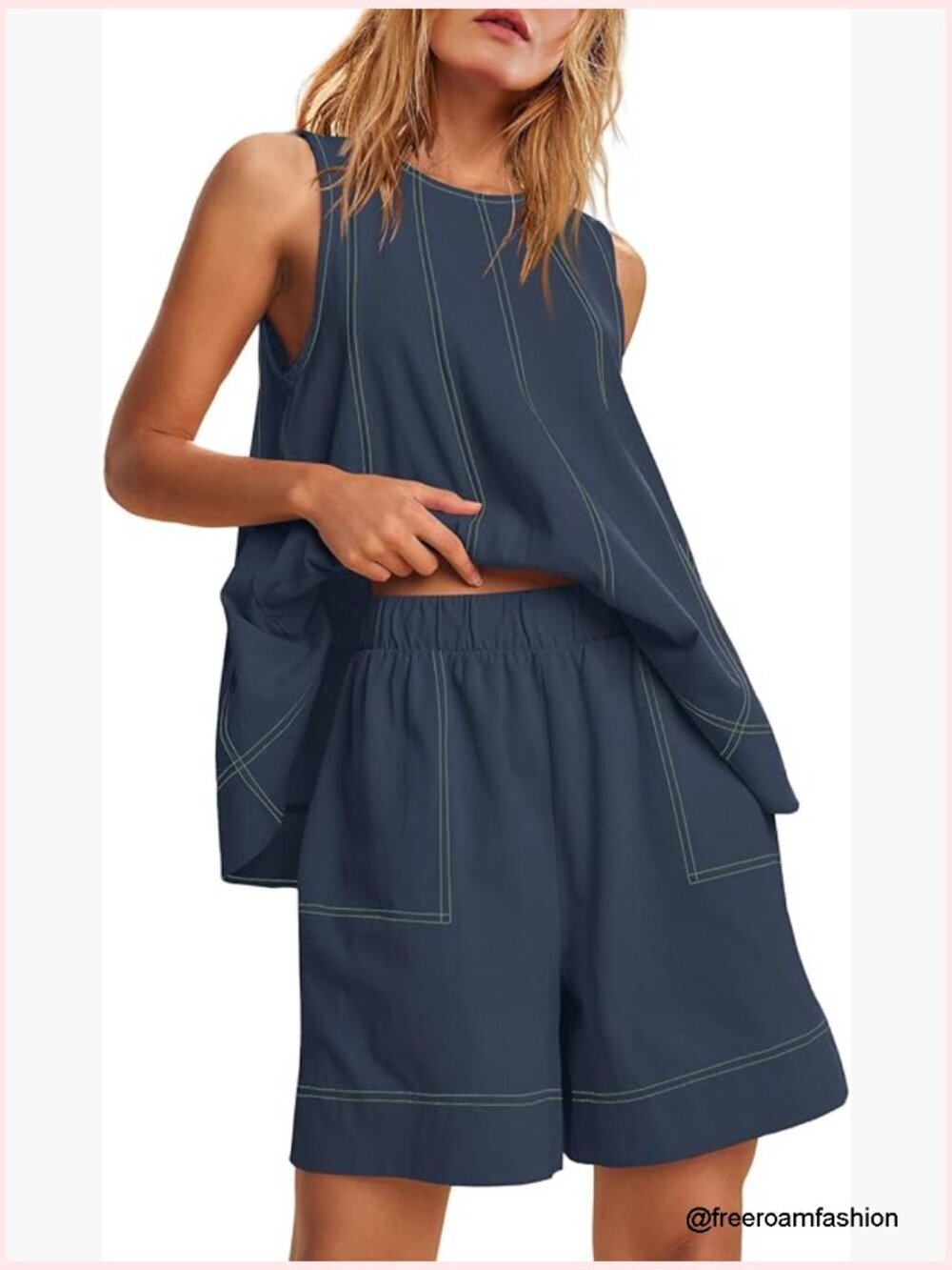 High Neck Tank Top and Shorts Set Summer Vacation Outfits